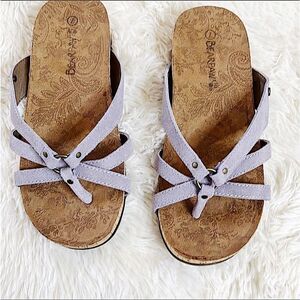 Bearpaw Fawn Women's Faux Leather Open Toe Slip-On Flip Flop Sandals Purple Sz 7